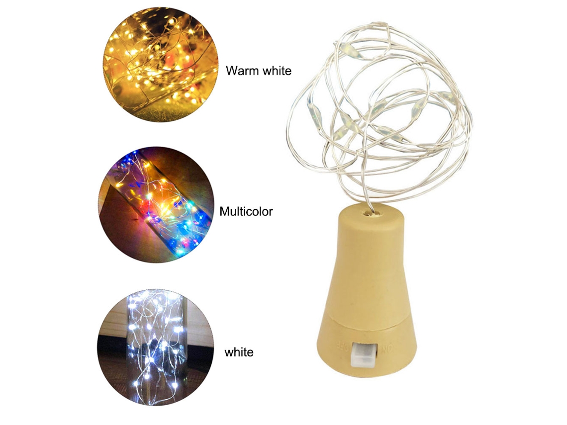 Rebe-luz Decorativa Solar Com 10 Leds, Cabo De Cobre Impermeável Para Garrafas De Vinho