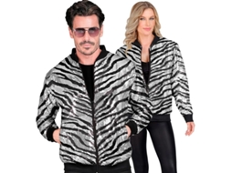 Bomber Fashion Listrado Prateado Adulto com Lantejoulas