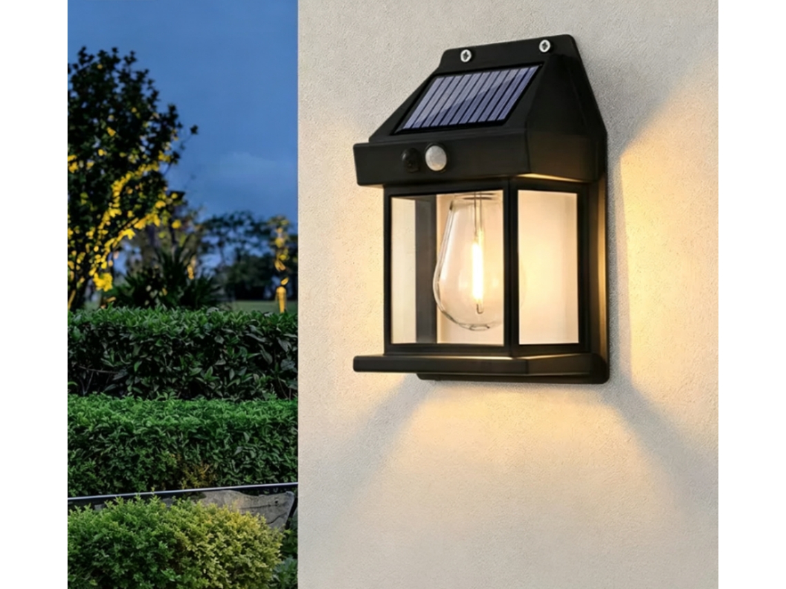Luminária De Parede Solar Retro Para Exterior, À Prova De Água, Com Filamento De Tungsténio E Luz Quente, 12,70 X 6,50 X 17,50 Cm