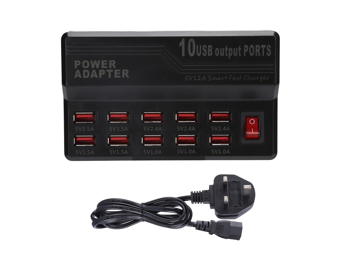 Aetheria carregador Inteligente Usb 10 Portas 12a Estação de Carregamento Rápido Hub de Energia 100 240v