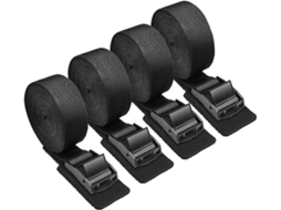Quatro Cintas De Amarração, Capacidade De Carga 250 Kg, 2, 5 Metros De Comprimento, Pretas