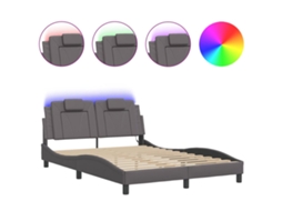 Bed Frame, Bed Frames Vidaxl Cinzeto Couro Artificial (140 X 190 Cm)