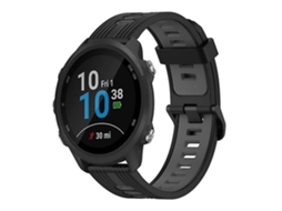 Pulseira De Silicone Preta/ Cinza 20 Mm, Compatível Com Garmin Forerunner 245 Music.