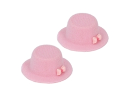 Primerox 2pcs Chapéu de Festa Miniatura 1/12 com Laço para Casinha de Bonecas Acessório Pink