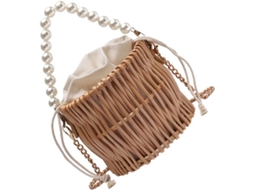 Bolsa De Tecido Trançado Com Miçangas, Elegante Bolsa De Praia Portátil, Bolsa Leve Para Usar No Ombro Ou Transversalmente, Ideal Para Férias.