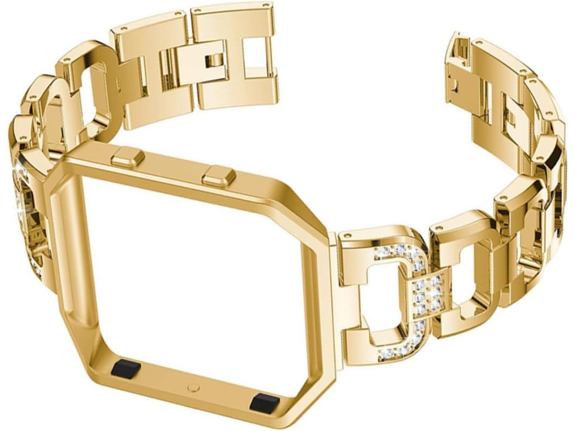 Pulseira De Aço Inoxidável Em Formato D Com Strass Para Smartwatch,