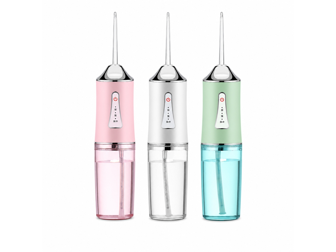 Irrigador Oral Elétrico Recarregável Portátil 230 Ml Ipx7 Verde-claro Com 4 Bicos