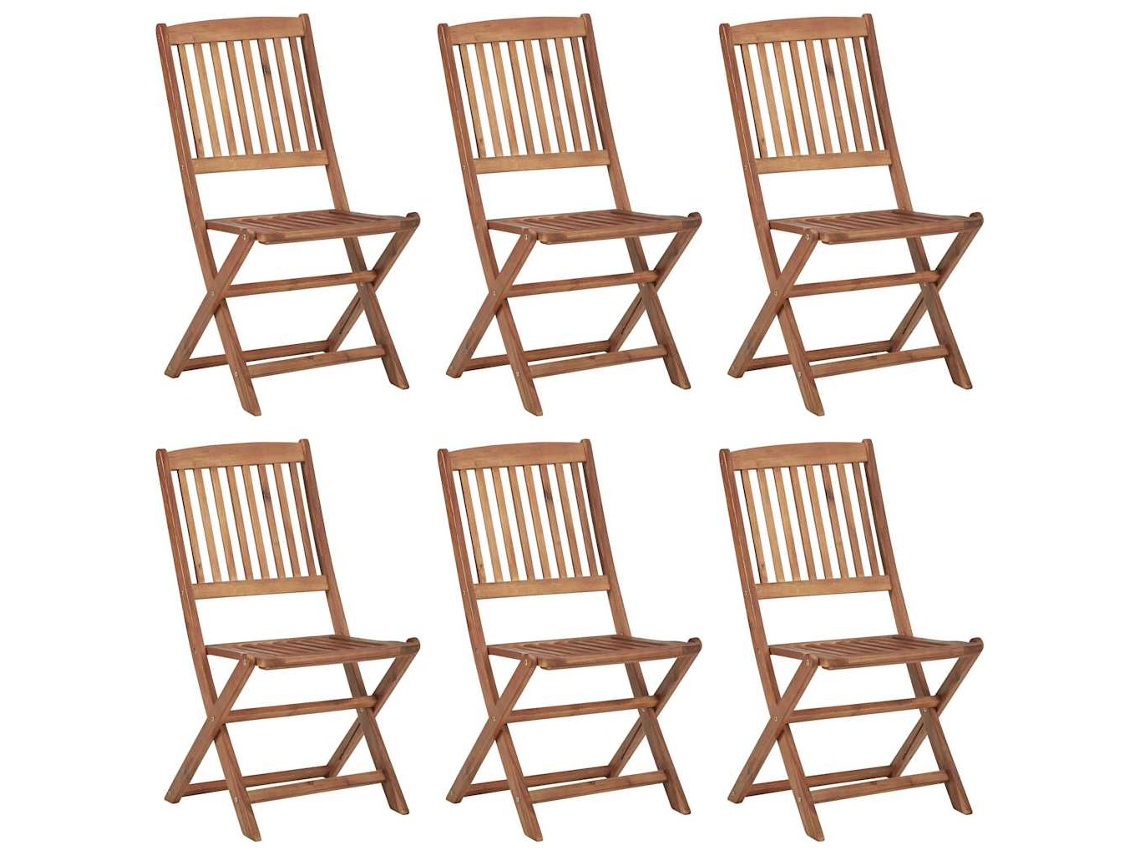 Cadeiras de Jardim Dobráveis com Almofadões 6 Pcs Acácia Maciça MAISON EXCLUSIVE