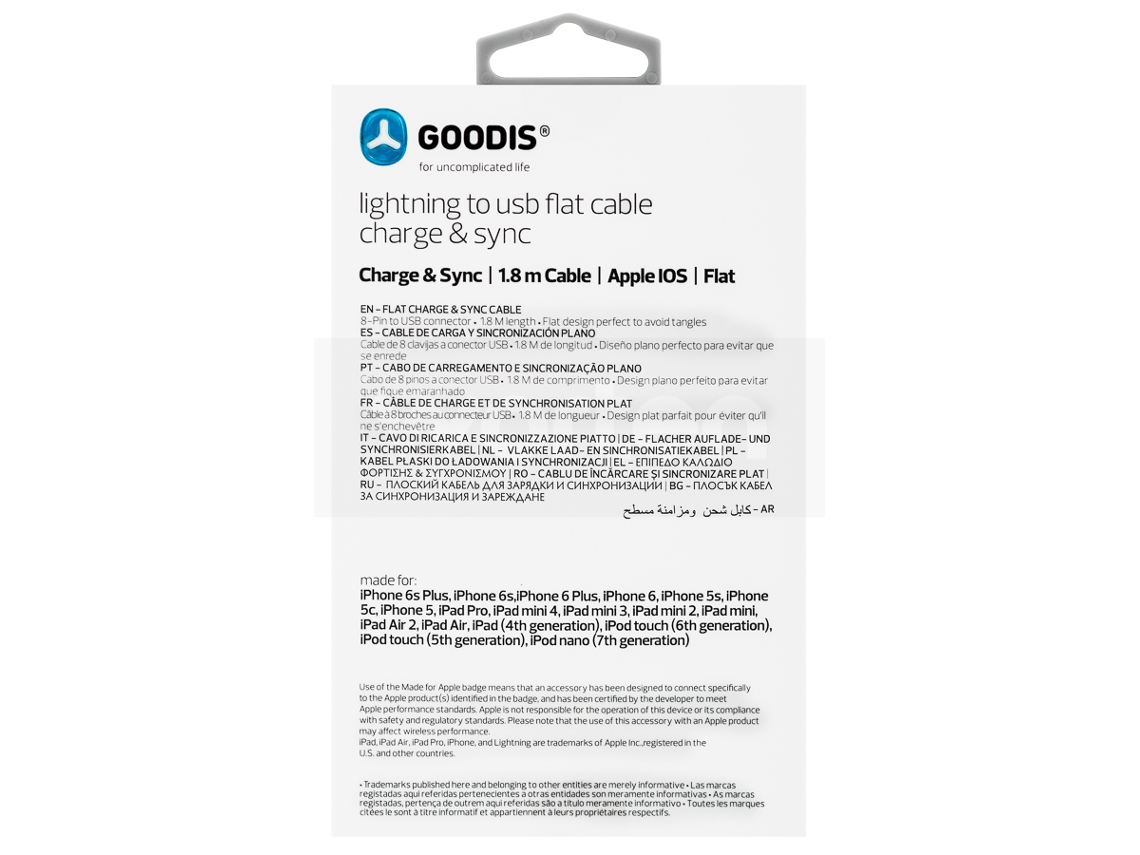 Cabo GOODIS Lightning (iPad - USB - Lightning - Branco)