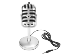 Microfone Vintage Retro Condensador com Som Claro Ângulo Ajustável Plug And Play para Karaoke Estúdio