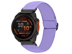 Bracelete Para Garmin (26mm) - Nylon Elástico - Vermelho - Fivela De Aço Preta Roxo Lilás