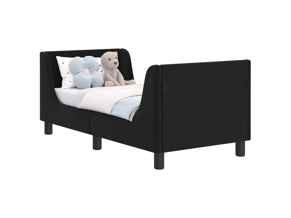Cama De Solteiro | Camas Para Quarto | Estrutura De Cama Para Criança Com Cabeceira Preto 70 X 140 Cm