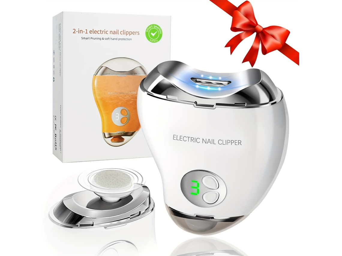Lixa Cortador de Unhas Elétrico 2 em 1 Forma Manga, Iluminação Led, Tela Lcd de 3 Velocidades STELASPLEN