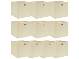 Vidaxl Caixas De Arrumação 10 Pcs 32x32x32 Cm Tecido Creme