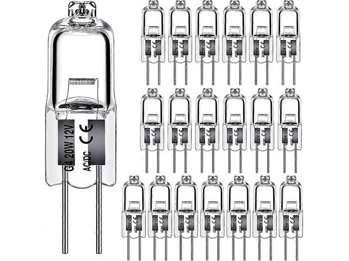 Rebe 20 Peças de Lâmpada Halógena G4 20w 12v DC Luz Interior Branca Quente Antiexplosão Antiuv Cristal