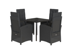 Conjunto de 5 Jantar para Jardim com Almofadões Vime Pe Preto MAISON EXCLUSIVE