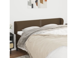 Vidaxl Cabeceira De Cama C/ Abas Tecido 203x23x78/88cm Castanho-escuro