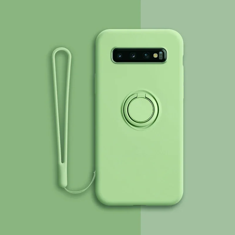 (samsung Note 9, Verde) Capa Protetora De Silicone Macio Para Samsung Com Suporte De Anel.