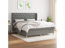 Vidaxl Cama Com Molas/colchão 160x200 Cm Tecido Cinzento-escuro