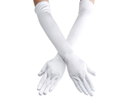 Luvas Brancas Femininas Longas Cetim Até Cotovelo P