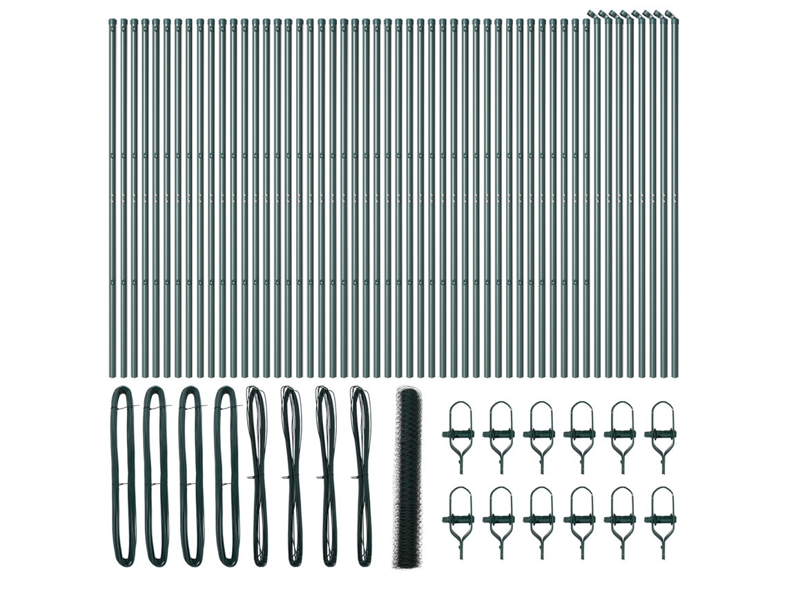 Conjunto 1 Cerca Para Jardim Vidaxl Verde Aço (100 X 1,2 M)