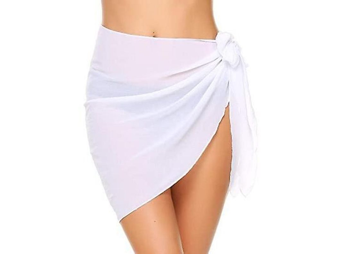 Coberta De Traje De Banho Sarong Feminino Para Praia Verão Envelope Saia De Praia Bikini Branco