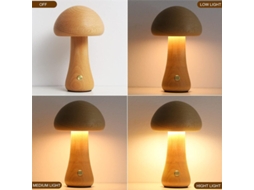 Luz De Presença Usb Com Led E Interruptor De Toque, Luminária De Mesa De Madeira Com Cogumelos Fofos Para Quarto De Criança, Luminária De