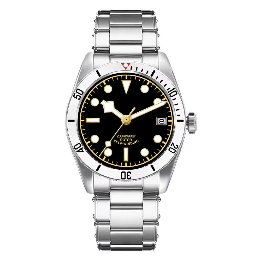 Relógio Masculino Automático Mecânico De 39 Mm (preto), Resistente À Água Até 200 M, Cristal De Safira Com Luminescência.