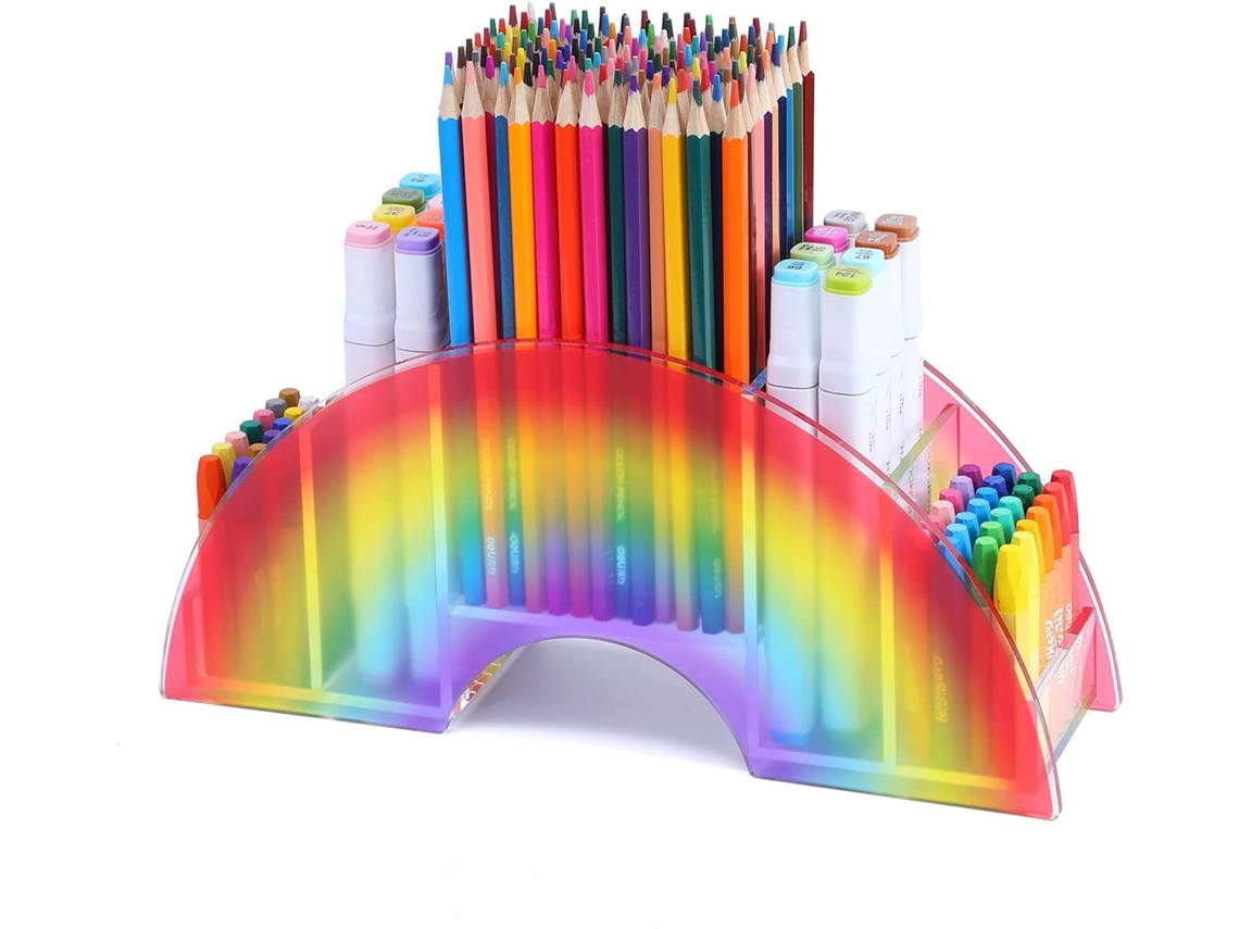 Suporte De Caneta De Acrílico Para Mesa Rainbow Supply Caddy Lindo Porta-Lápis Para Crianças Organizador De Caneta Multifuncional ZMDECQNA
