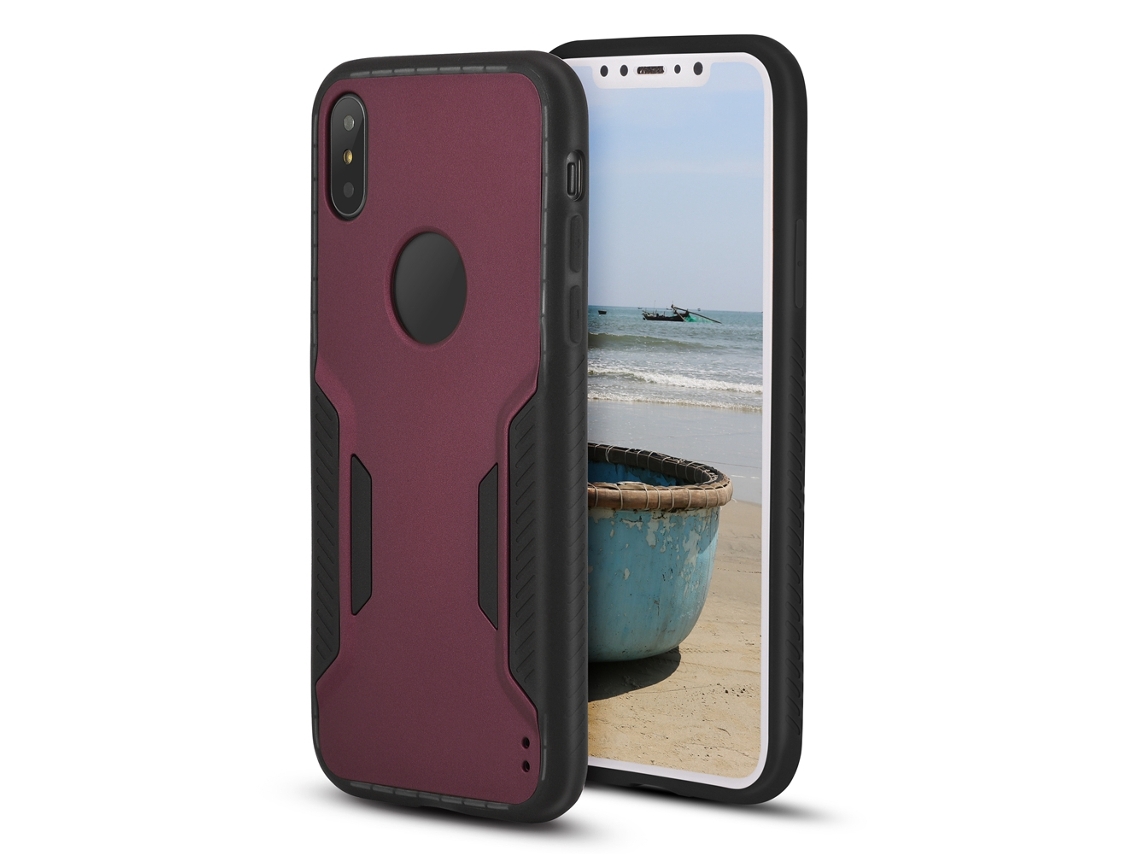Capa de couro para iPhone X EOOCOO, anti impacto, roxa