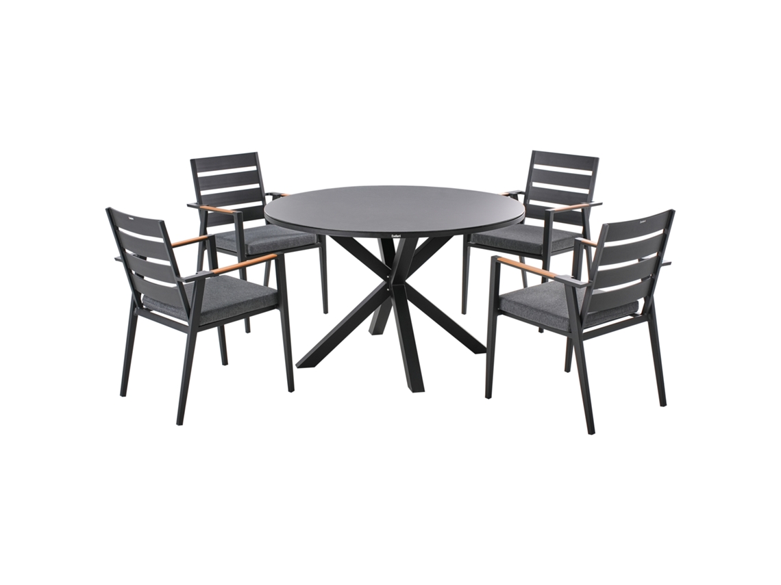 Conjunto De Refeição De Jardim Com Cadeiras Beliani Maletto/taviano De Alumínio Preto 120x120x75