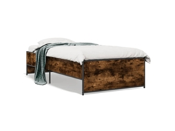 Estrutura de Cama em Derivados de Madeira e Metal Carvalho Fumado MAISON EXCLUSIVE