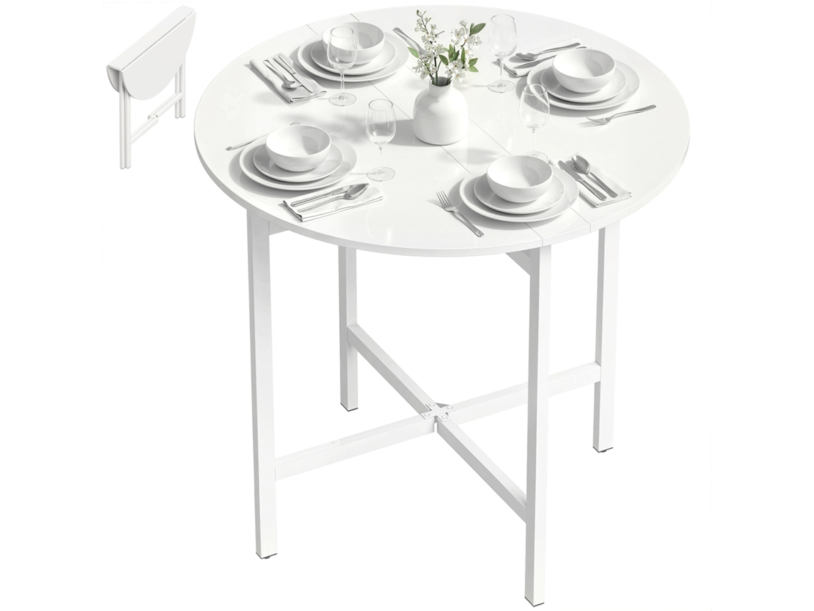 Mesa De Jantar Dobrável, Extensível Que Economiza Espaço, Branca