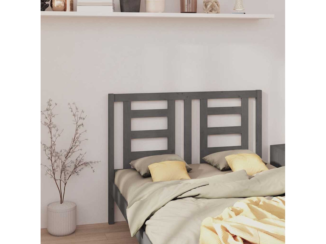 Vidaxl Cabeceira De Cama 146x4x100 Cm Pinho Maciço Cinzento