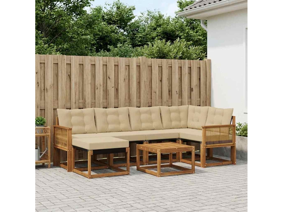 Vidaxl Conjunto De Sofás Para Exterior 7 Pcs Natural E Bege