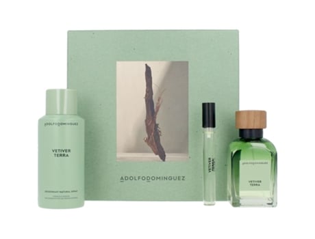 ESTUCHE VETIVER TERRA FOR HIM   EAU DE PARFUM   120 ML VAPORIAZDOR + DESODORANTE   150 ML VAPORIZADOR + 10 ML VAPORIZADOR