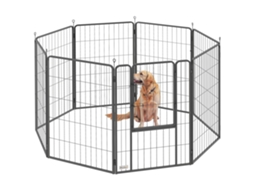 Parque Para Perros De 8 Paneles De 100 Cm De Altura Con Puerta Para Interior Y Exterior Negro