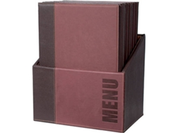 Conjunto Caixa + 20 Capas de Menu A4 SECURIT Trendy Bordô (Pele Sintética - 35 x 28 x 20 cm)