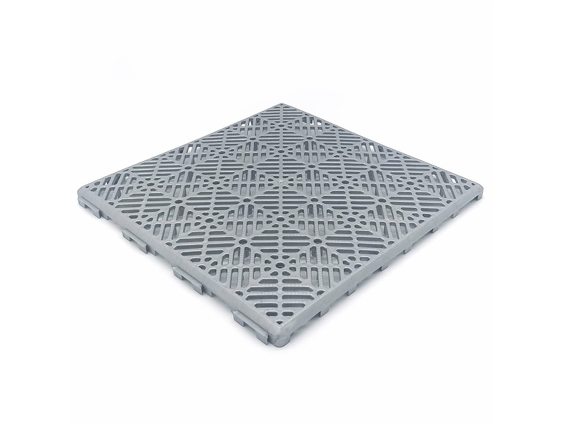 Pack 24 Estrados 30x30x1,5cm para Pavimentos de Piscinas, Terraços, Decks, Relva Artificial, Depósitos de ANTIHUMEDADES (≈2 M² Cinza Alumínio)