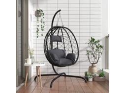Vidaxl Cadeira Suspensa Egg Com Almofada Em Vime Sintético Antracite E Aço