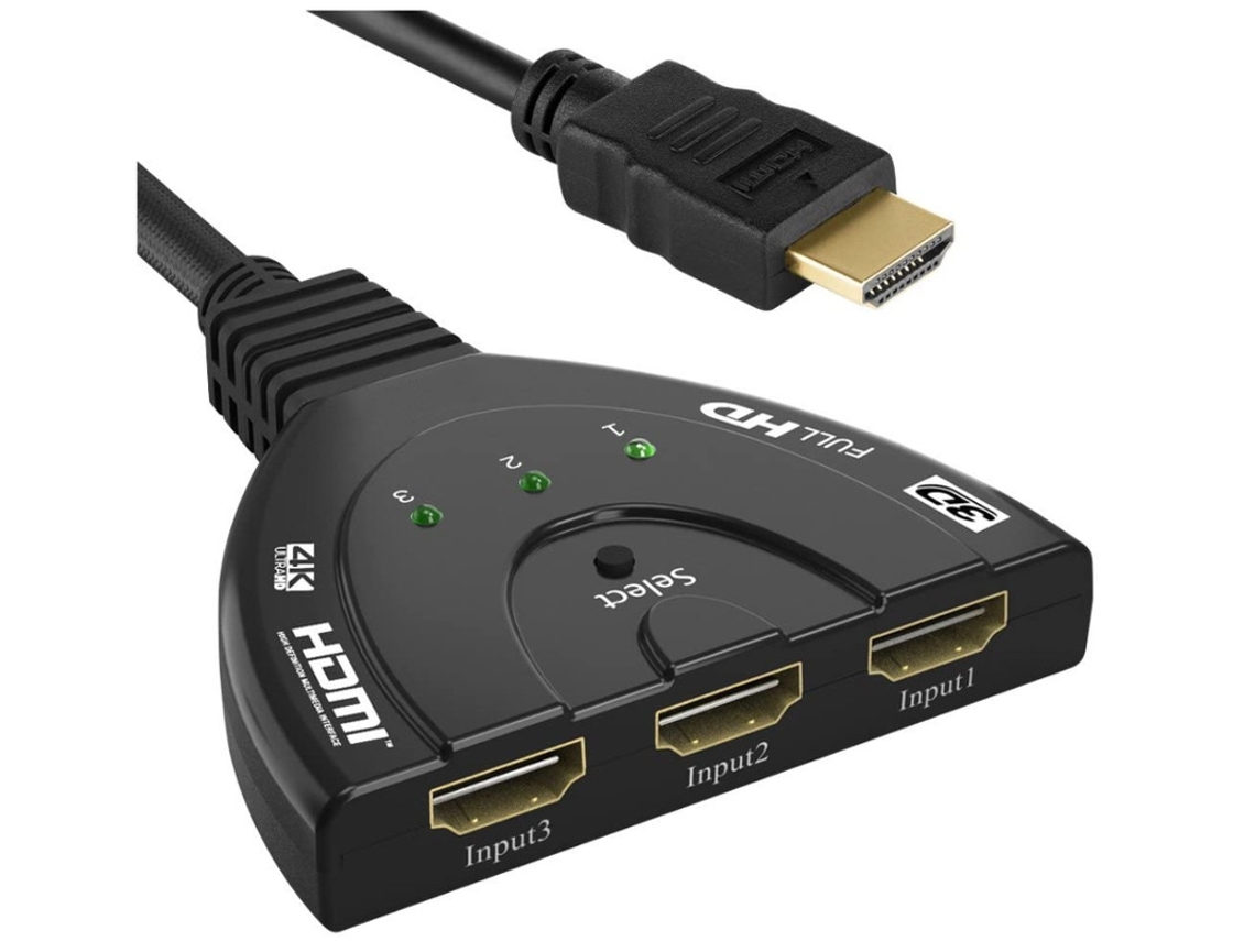 Portas 4k Hdmi Switch Automático 3x1, Uhd Hdr 3d, 1080p, Hdcp, 3 Entradas 1 Saída, Com Cabo, Para Ps4 Etc Preto Bestvite