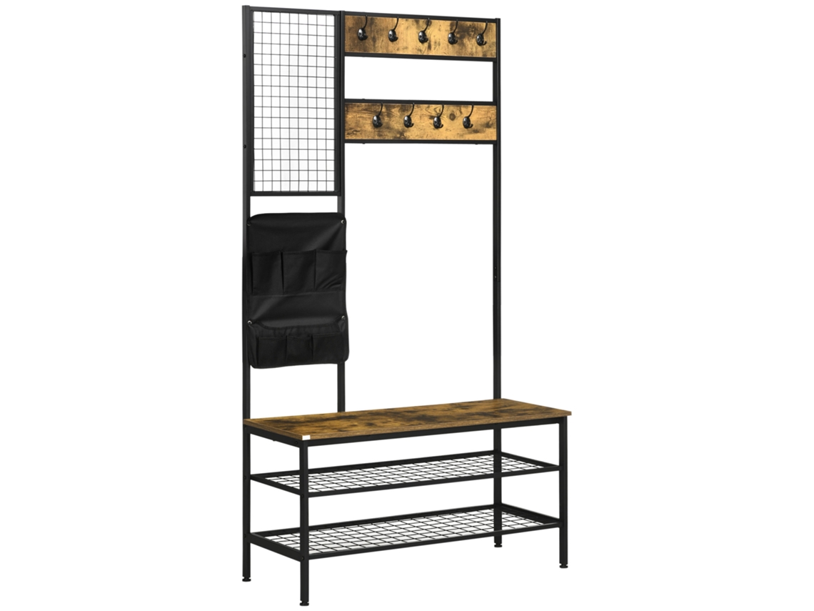 Guarda-roupa Industrial Com Banco Sapateira Ganchos Organizador