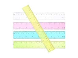 Conjunto de 5 réguas de desenho de plástico multicoloridas de 20 cm, régua reta, ferramenta de medição profissional para