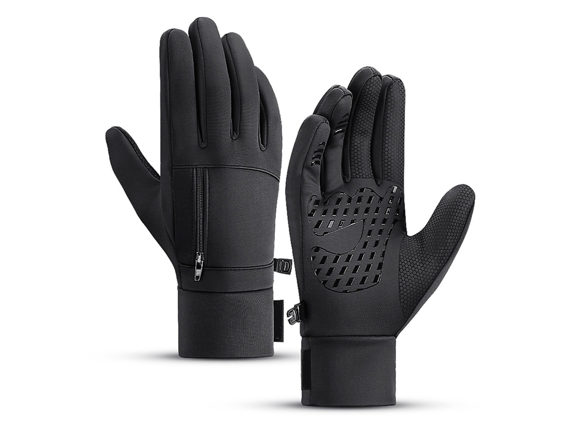 Luvas Quentes de Inverno Mali com Tela Tática Impermeável ao Vento para Corrida e Caminhada Preto