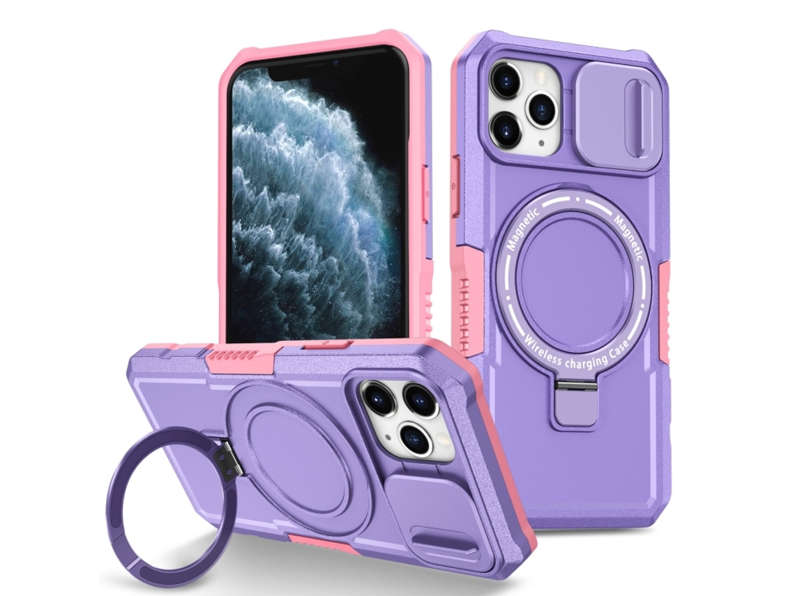 Capa Zruxe Compativel Com Iphone 11 Pro (sliding Camshield - Magsafe - Tpu Hybrid Pc - Rosa Roxo)