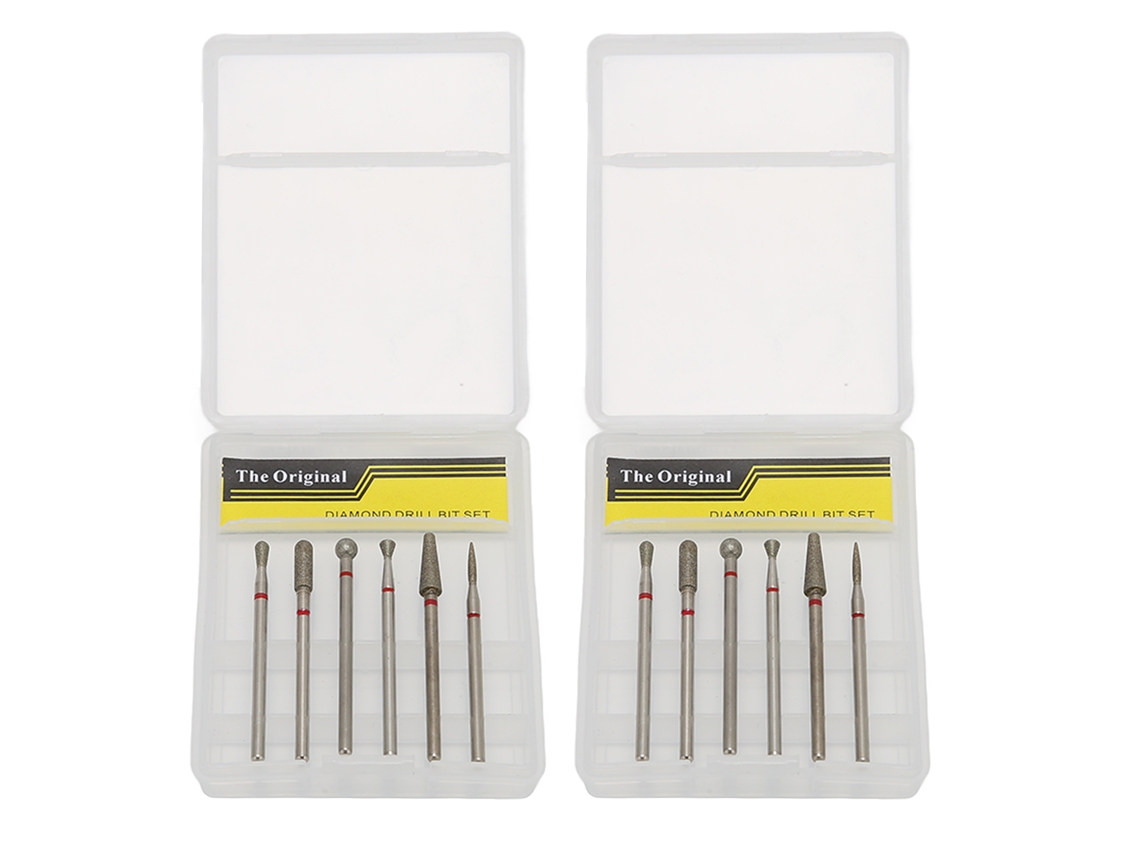 12 Peças De Brocas Para Furadeira De Unhas Diamante Com Cabeças Rotativas Para Lixamento, Polimento E Reforma De Unhas