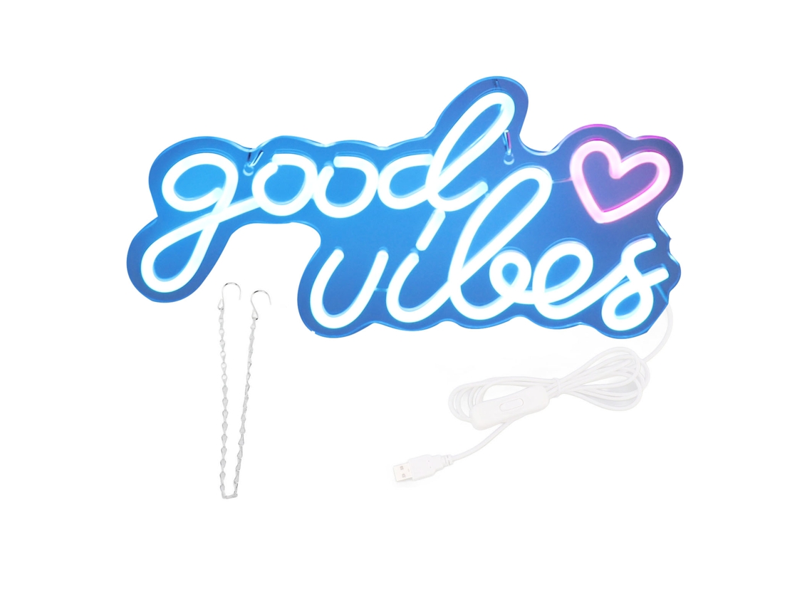 Letreiro Neon Led Good Vibes com Usb Decoracao Parede Acrilico Bar Festa Casamento Quarto | S/MARCA