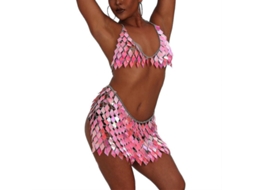 2026 cuerda Corporal com Lentejuelas e Borlas Traje de Bikini Azul para Festa Rave e Clubwear