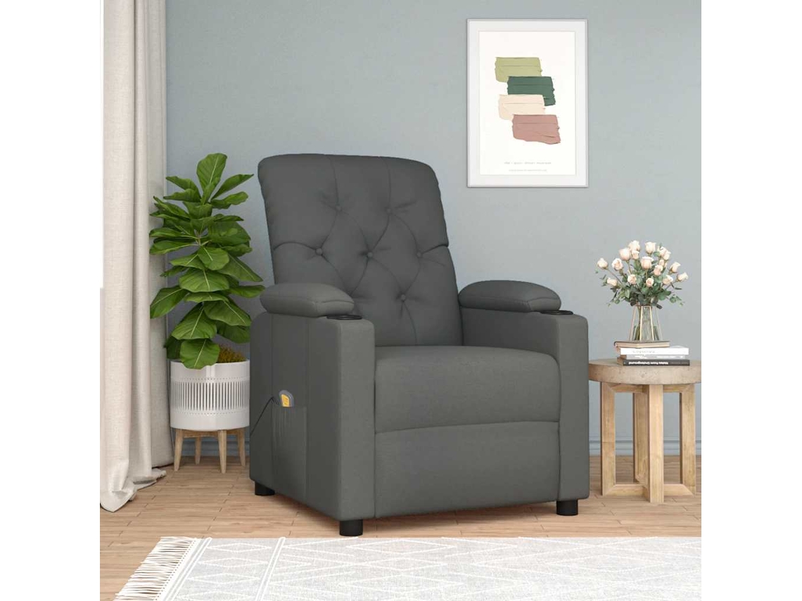 Vidaxl Poltrona De Massagens Tecido Cinzento-escuro
