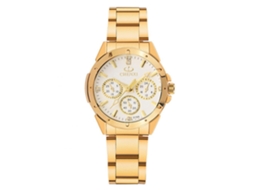 Relógio de casal luminoso de quartzo em aço inoxidável com strass (branco feminino)